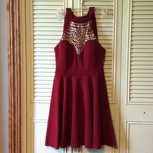 Deep red short Homecoming dress